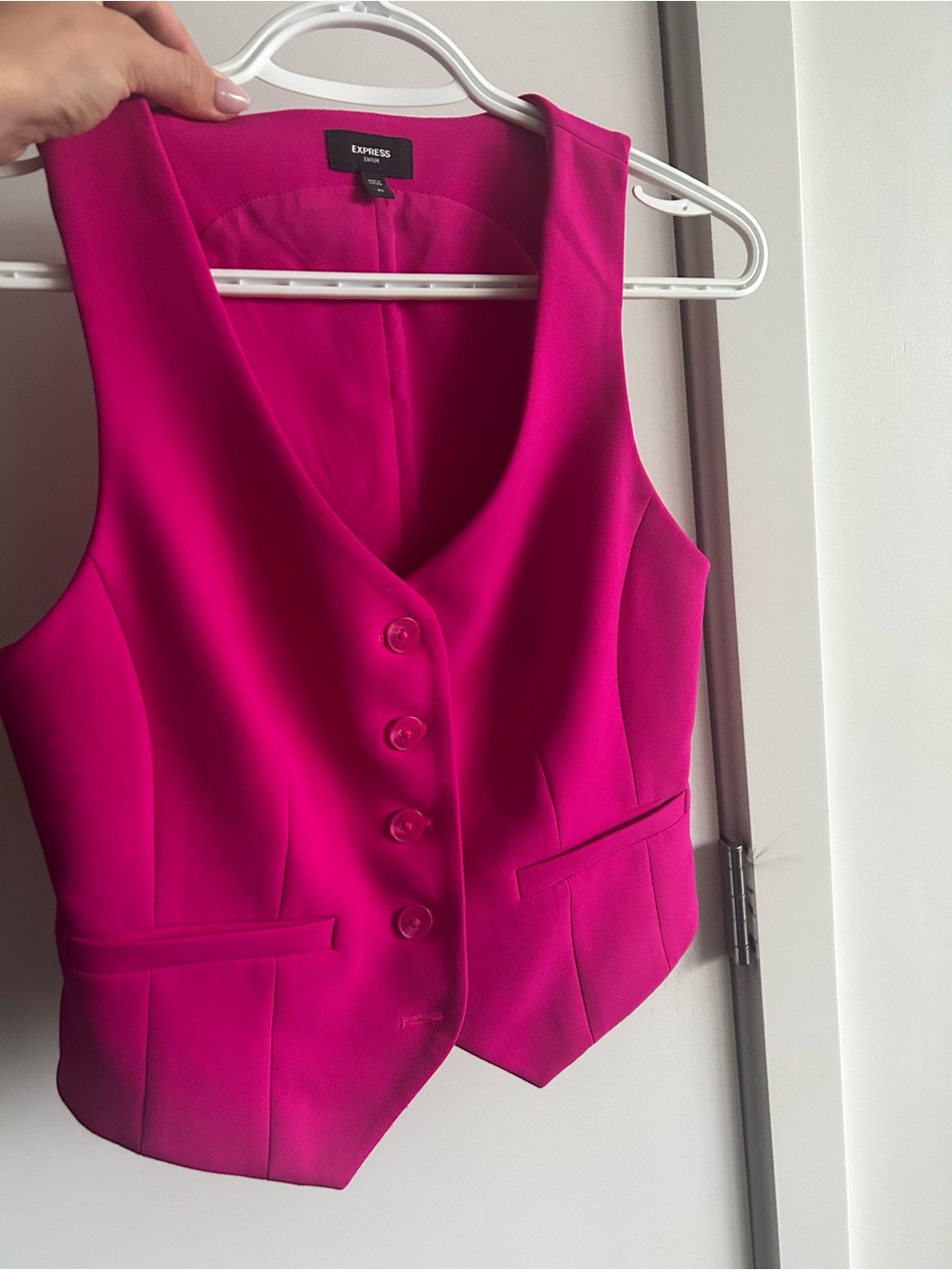 Express Women's Bright Fuchsia Tailored Waistcoat Vest